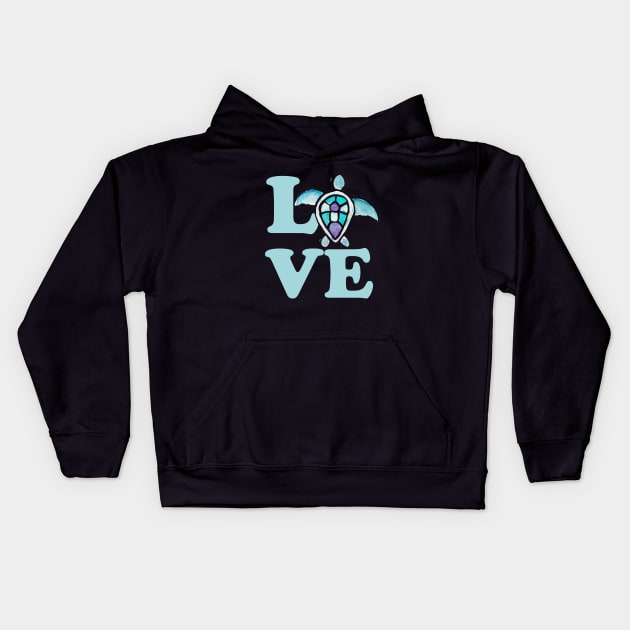 Sea Turtle Love Kids Hoodie by bubbsnugg